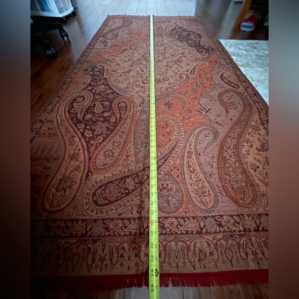 Vtg Woolmark Pure New Wool Shawl Wrap Blanket Scarf Paisley Multicolor.